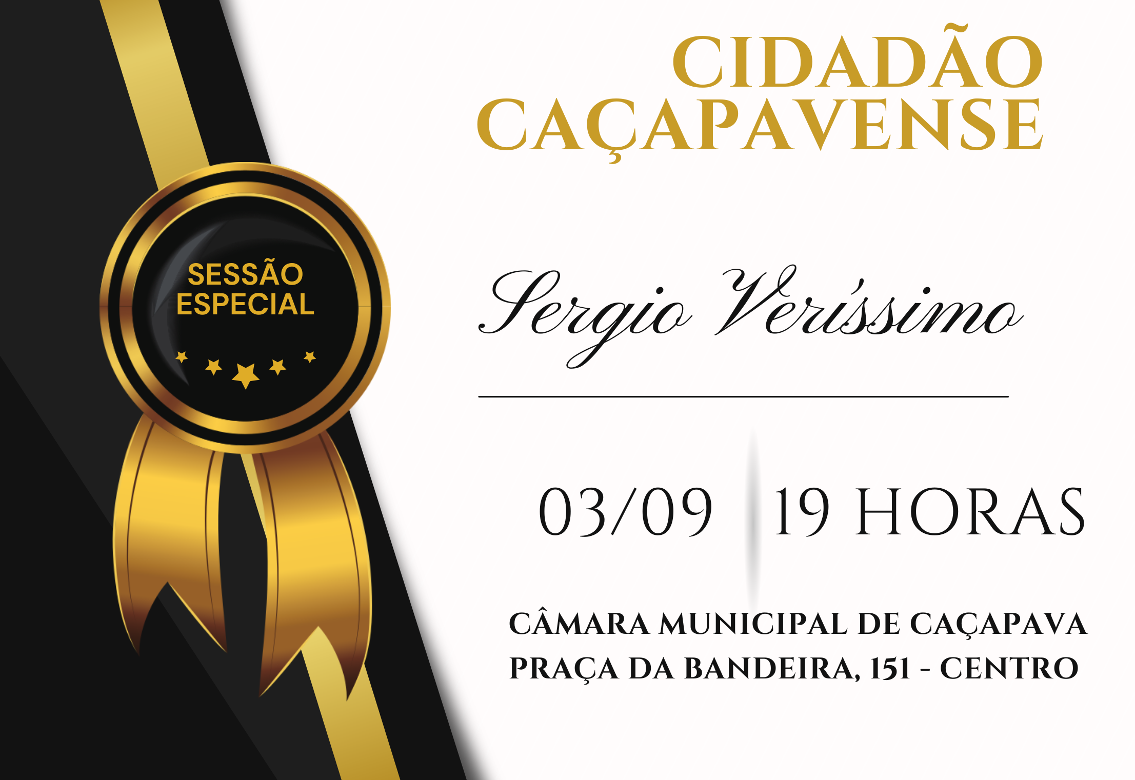 Sessão Especial entregará Título de Cidadão Caçapavense a Sérgio Veríssimo 