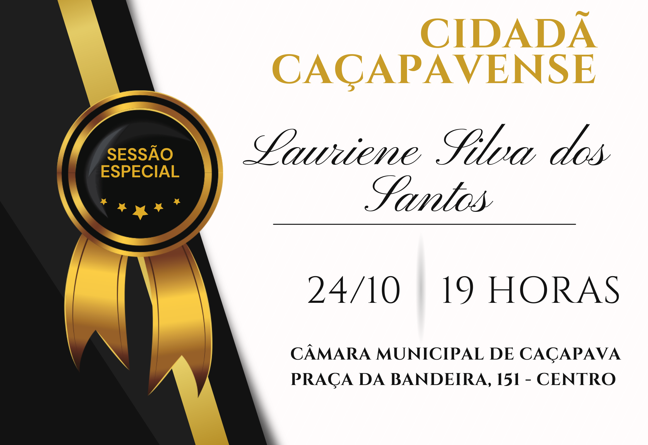 Câmara concede Título de Cidadão Caçapavense à Lauriene Silva dos Santos